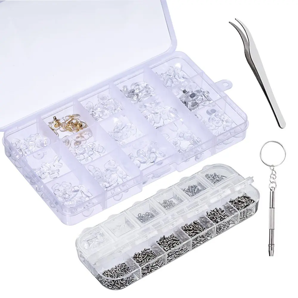 

Trasfit Eyeglass Repair Kit,1100 Pcs Assorted Tiny Screws Nut Washer , Nose Pads Set, Micro Screwdriver Tweezer for Sunglasses