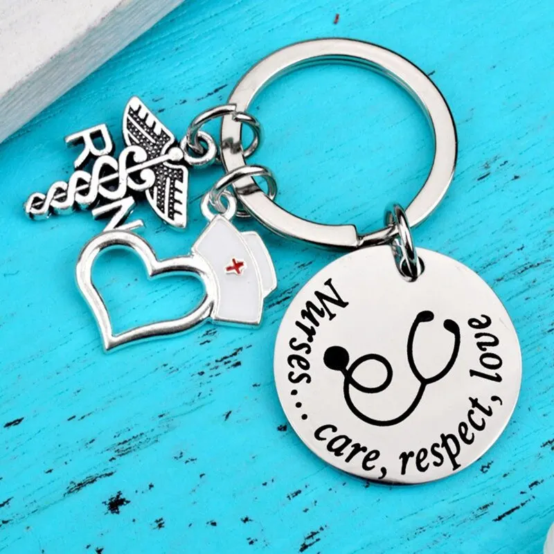 

New Nursing Graduation Gift Nurse Keychain For Women Men Appreciation Key Chain Ring Stainless Steel Student Dropship Gift