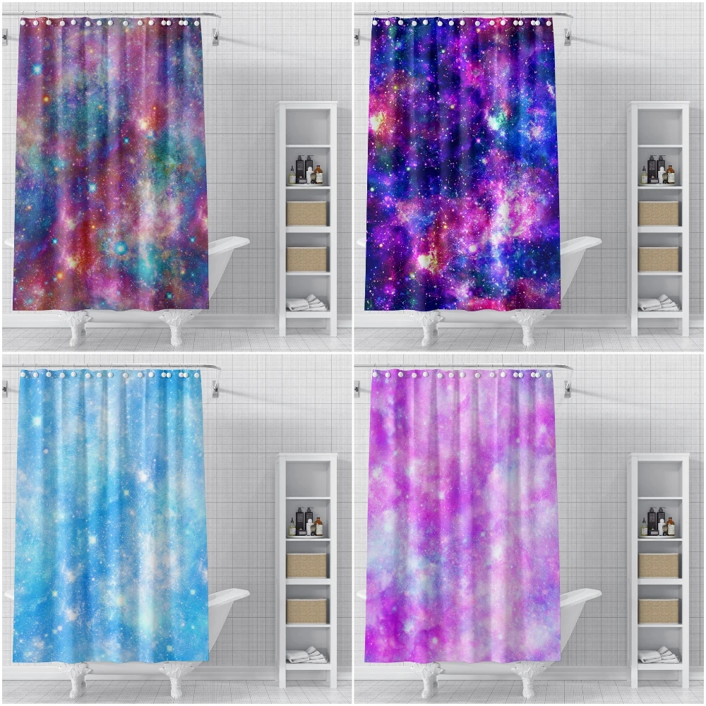 3D Print Shower Curtain For Bathroom Starry Sky Pattern Bath Curtains With Hooks Waterproof Polyester Galaxy Shower Curtain
