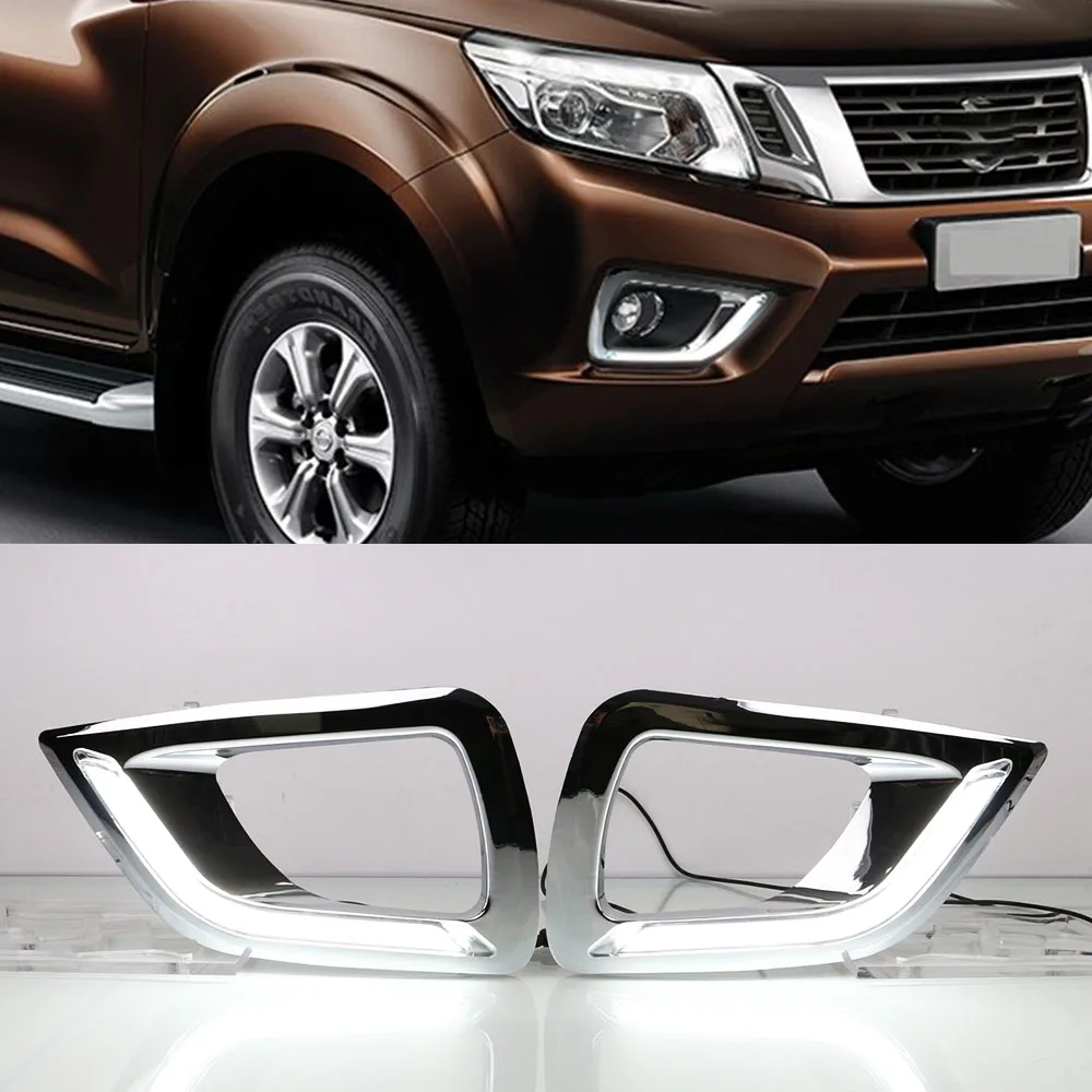 Дневные ходовые огни CSGJMY дневные с желтым указателем поворота для Nissan Navara NP300 2015