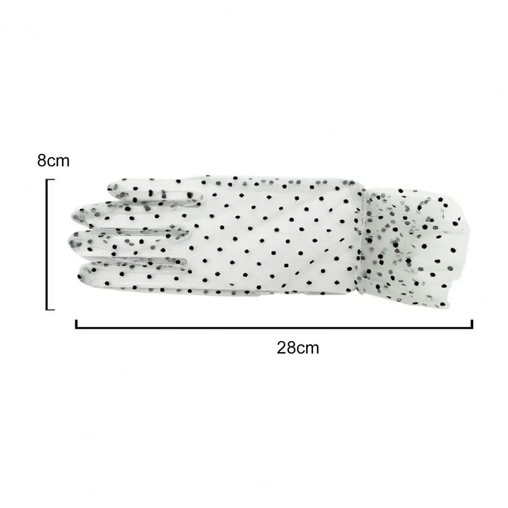 

1 Pair Transparent Gloves Short Tulle Mesh Dot Design Lace Gloves for Weeding