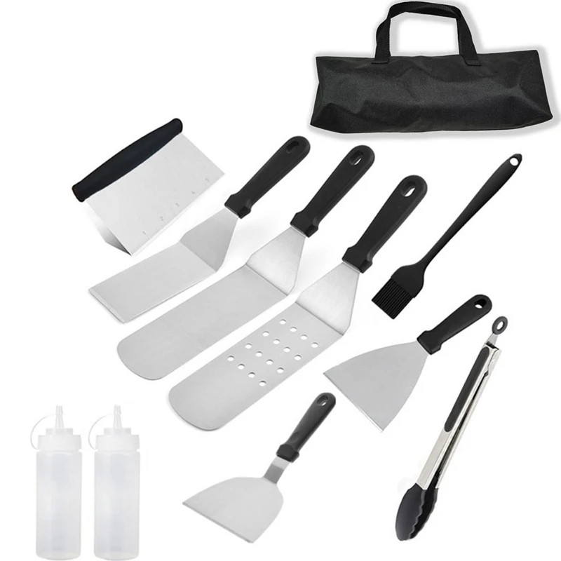

Griddle Accessories Set Stainless Steel Spatula Scraper Flat Top Gill Tool Kit for BBQ Cooking Christmas Birthday Gifts for Dad