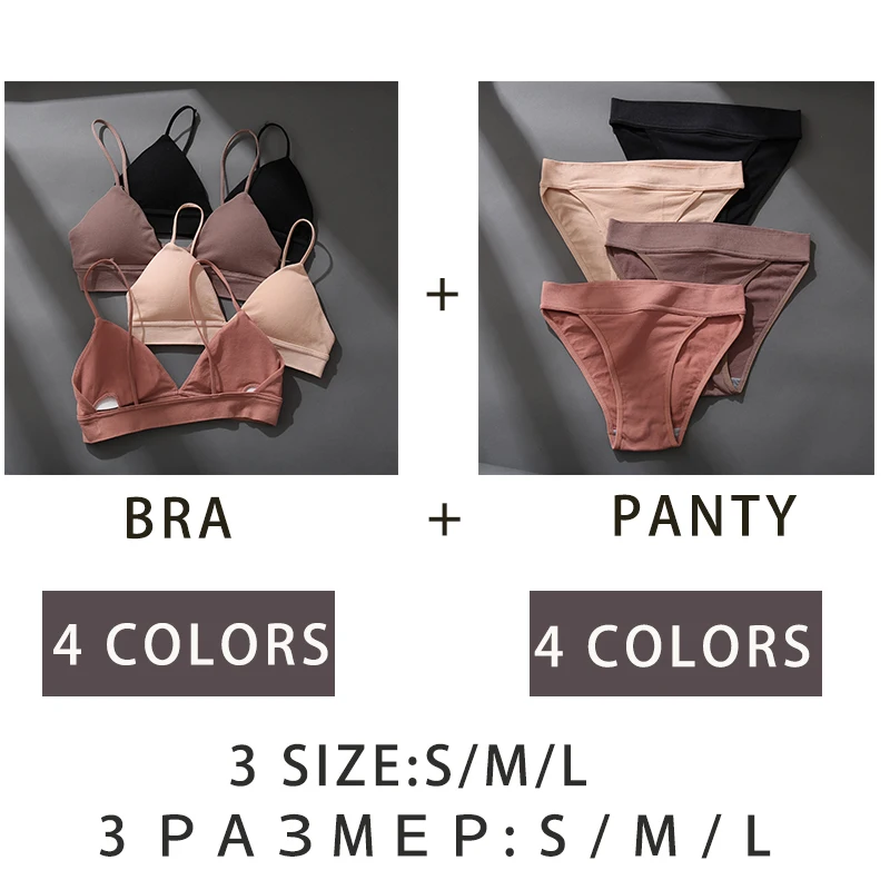 

Sexy V-Neck Women Bra Set Seamless Intimates Lingerie Wireless Bra And Panty Matching Set Brassiere Set Tank Crop Top Underwear