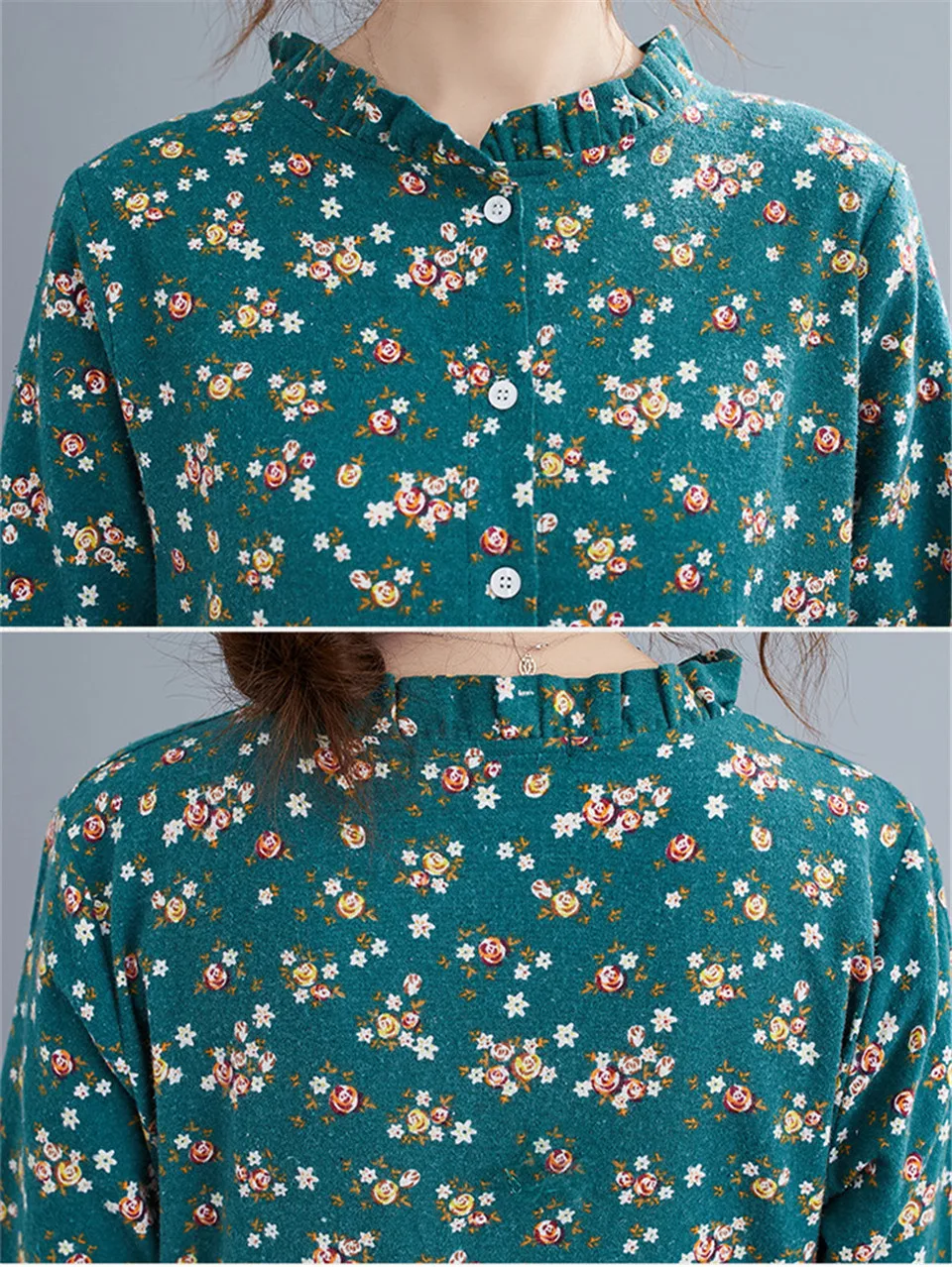 

Casual Spring Floral Printed Cotton and Linen Dress Women Elegant Loose Drawstring Dress Retro Holiday Party Dress Female