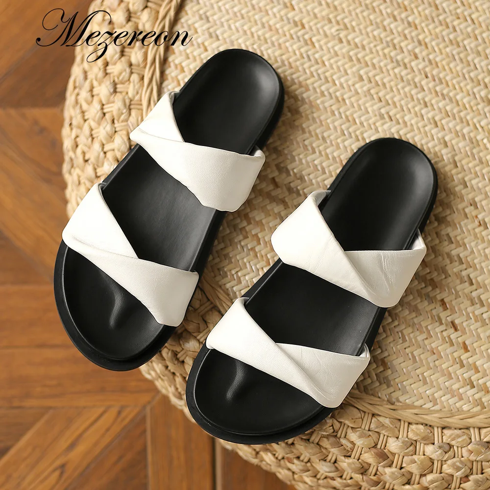 Сандалии Mezereon женские плиссированные натуральная кожа овечья без застежки