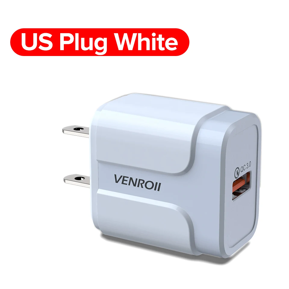 US White Venroii 5 в 3 А USB зарядное устройство Quick Charge 3,0 EU US Разъем для iPhone X Быстрая зарядка для samsung S9 Xiaomi Mi 8 адаптер для мобильного телефона - Тип штекера: US White
