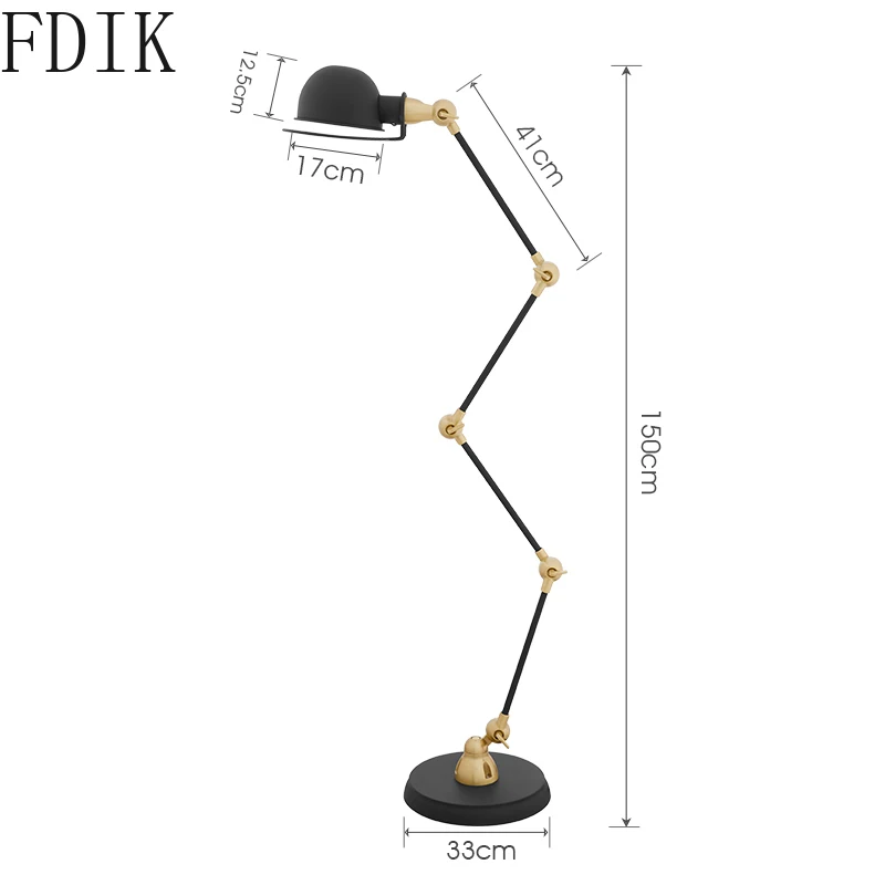 Nordi Cblack Metal Floor Lamps Modern Standing Lamp for Living Room Bedroom Industrial Decor Indoor Lighing Folding Design E27