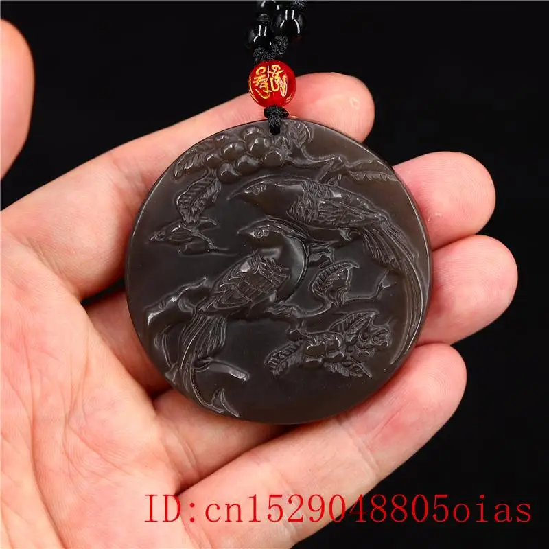 Коричневый кулон с нефритовой птицей мужские подарки натуральная жадеитовая