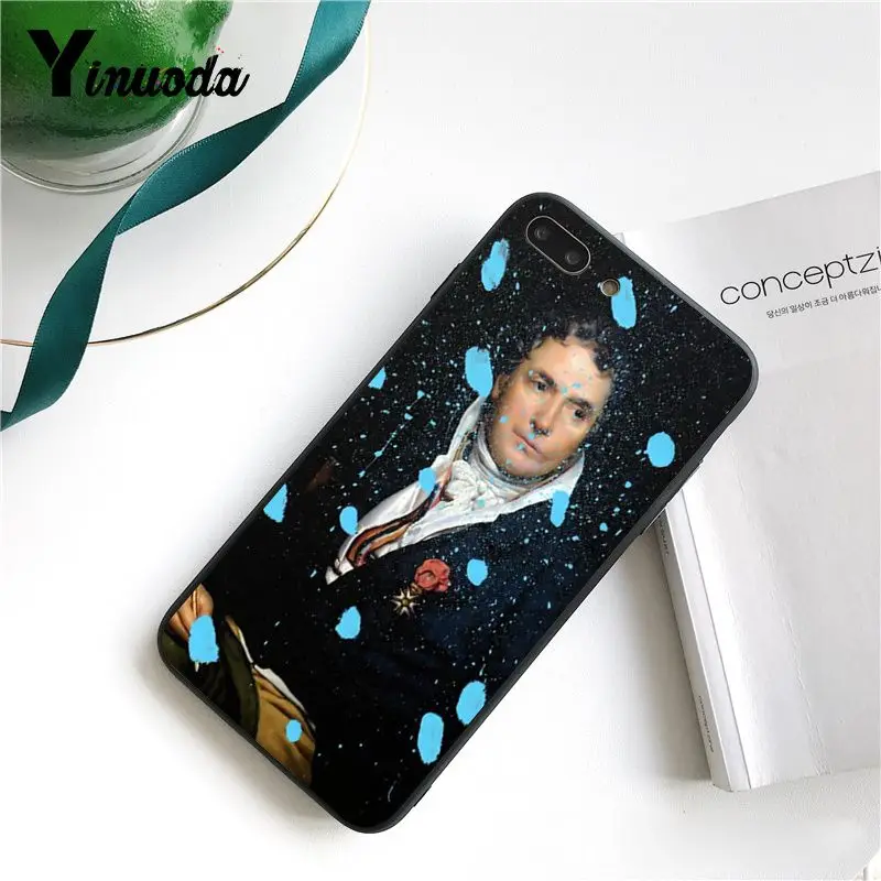 Yinuoda Art Statue Vintage Painted David Watercolor Black Phone Case Cover for iPhone 8 7 6 6S X XS MAX 5 5S SE XR 10 11 Pro Max | Мобильные