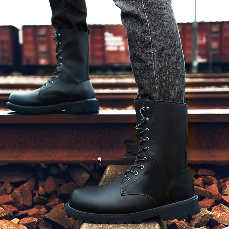 

Large size Motorcycle Boots Men Winter Shoes Warm Waterproof Men Leather Boots Footwear Cowboy Tactical Boots Men Casual Shoes