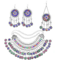 afghan jewelry sets for women colorful rhinestone crystal necklaces earring hair clips bridal afghan indian jewelry sets