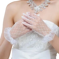 bridal lace net yarn gloves wrist length gloves finger short wedding accessories