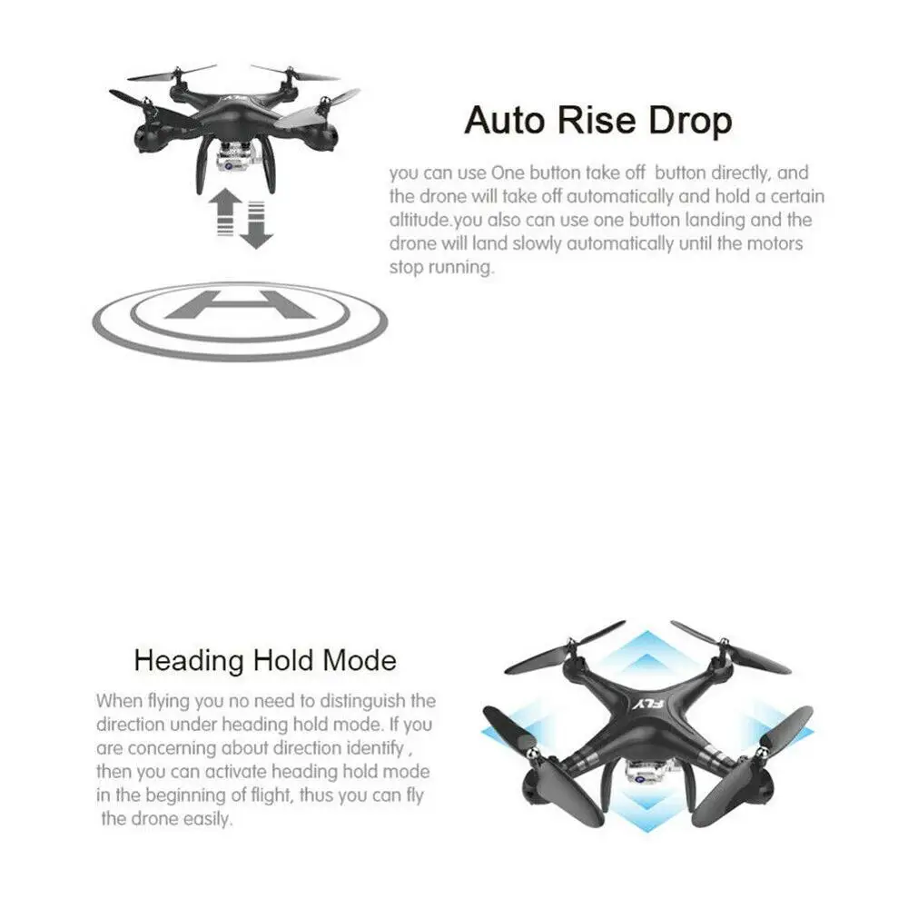 Сверхбольшой Дрон HD аэрофотосъемки WIFI FPV с широким углом RC самолет Дроны для