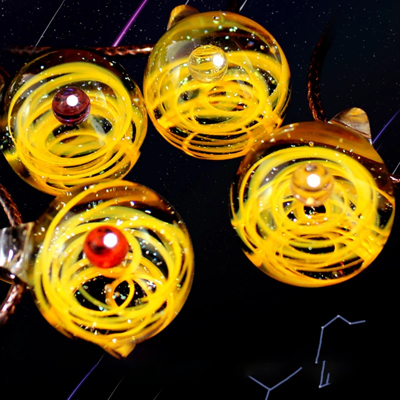 Блестящая Вселенная стеклянная бусина подвеска с планетами ожерелье галактика