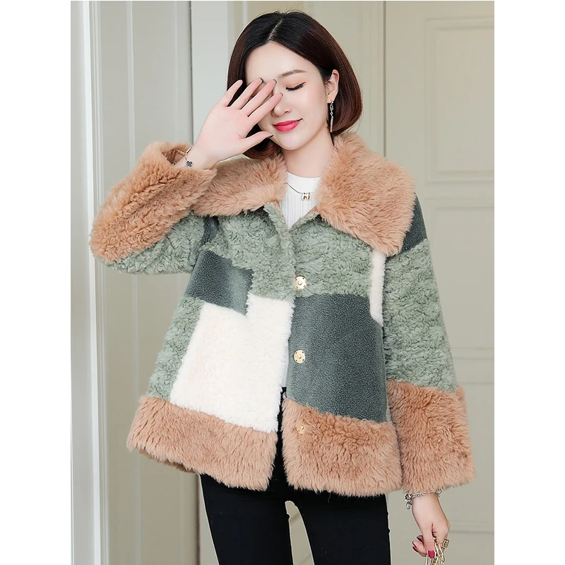

Real Fur Coat Female Winter Jacket Women Autumn Clothes 2020 Korean Vintage Sheep Shearing Jackets 100% Wool Fur Tops Hiver 2001