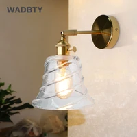 wadbty wall sconce light led e27 clean glass wall light switch copper wall lamp bedroom suit for 90 260v