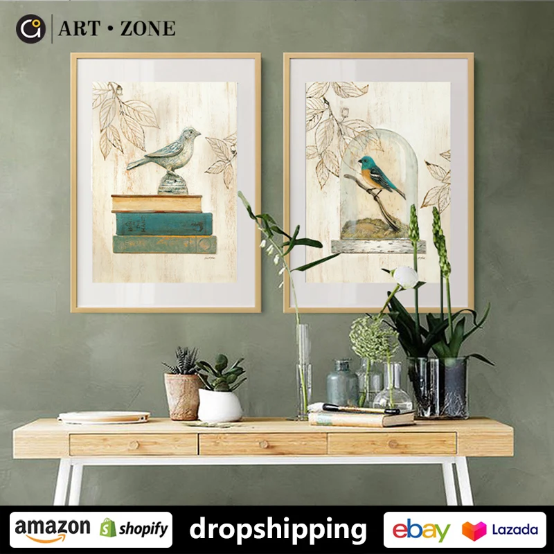 Цветок Птица деревенская деревня плакаты принты картины на холсте стены