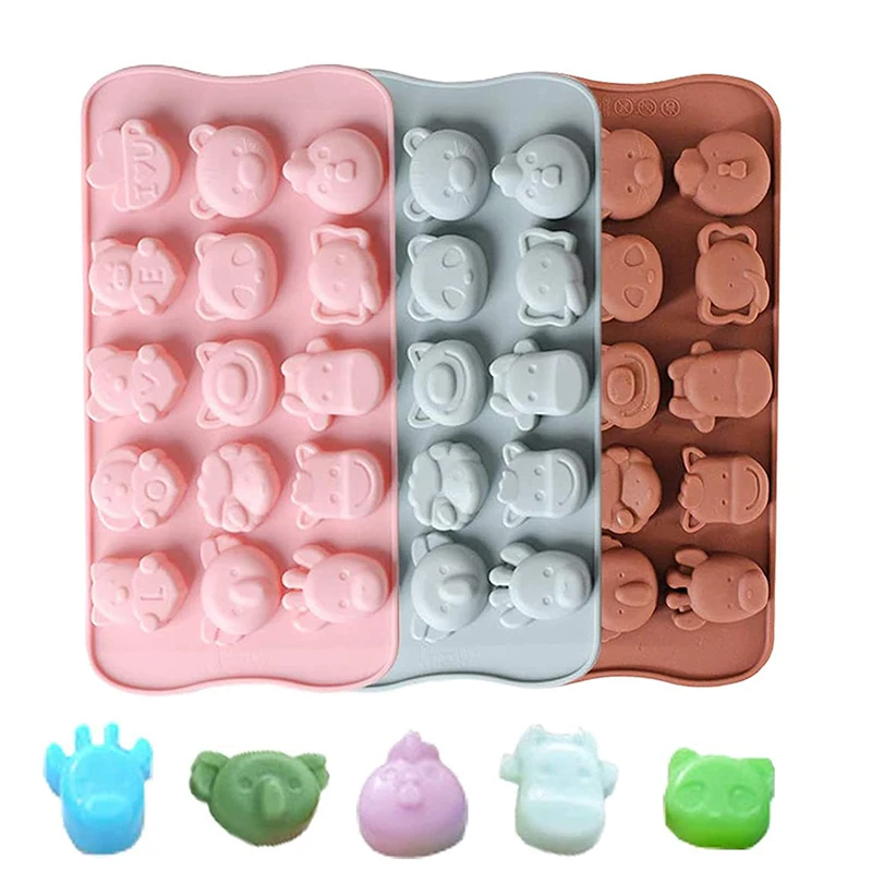 

Lovely Animal Chocolate Mold Panda Piggy Elephant Cat Sheep Shape Mould For Making Ice Jelly Candy Soap Jelly Pudding Love