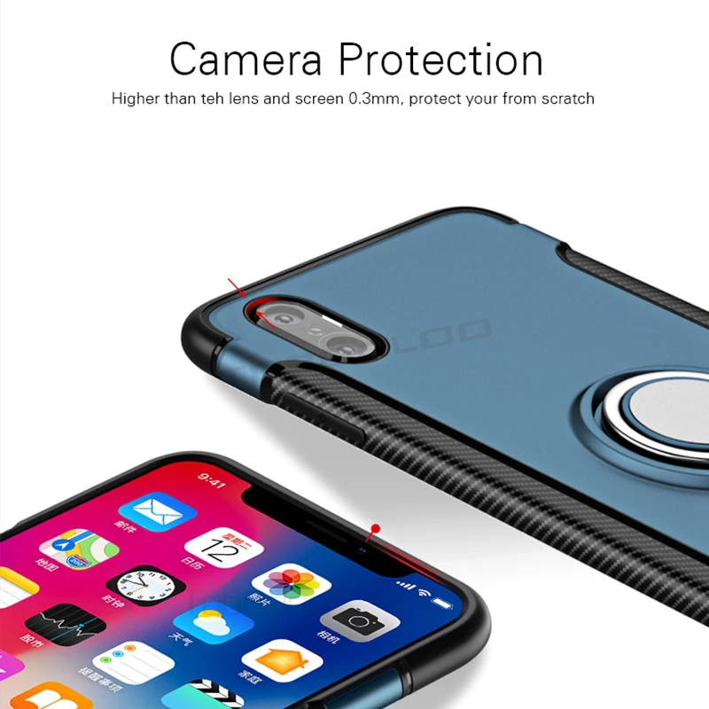 Магнитный чехол с кольцом для пальца iPhone 11 Pro Max X XR XS 7 8 Plus 6 6s 5 5S SE сверхпрочная