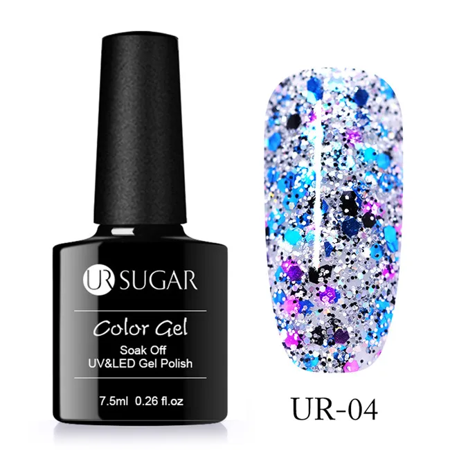 Glitter 4 UR SUGAR 7,5 мл голографический УФ лак для ногтей с блестками лак блестящая Лазерная Блестки УФ гель лак личная гигиена дизайн ногтей маникюрный лак - Цвет: Glitter 4