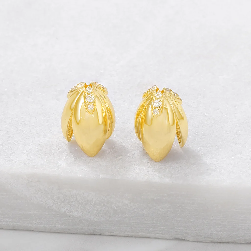 

5pcs/lot 11mm*8mm Zircon pure copper gold color flower bead caps for jewelry making bead cap findings end caps