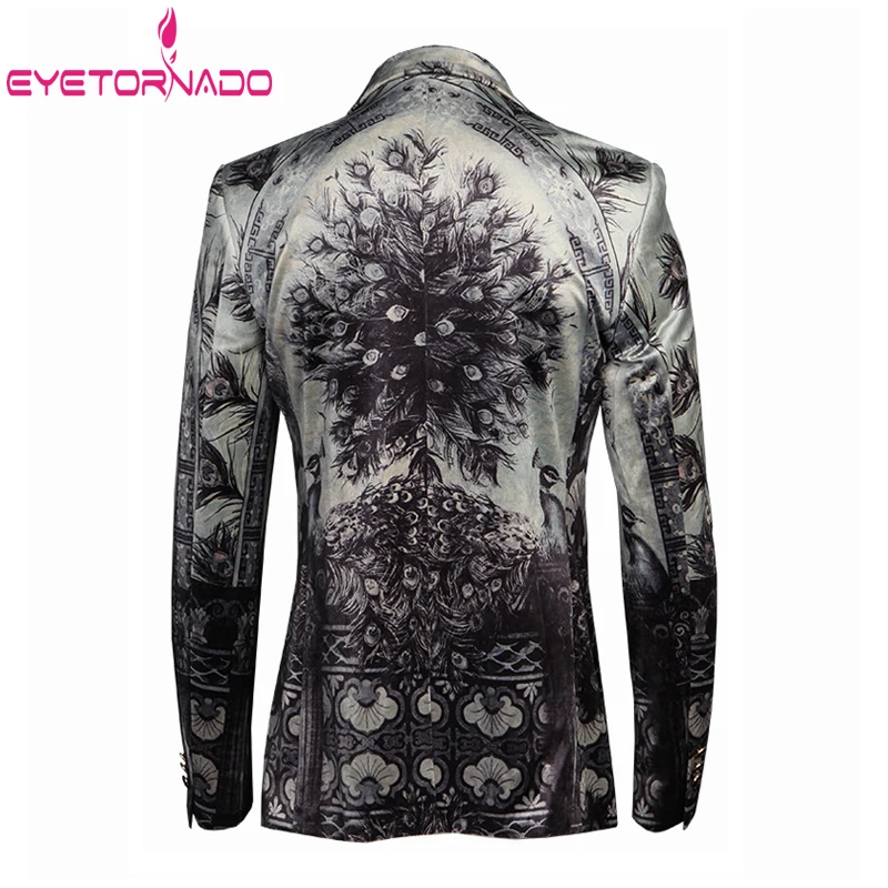 Мужской костюм в Корейском стиле пиджак с цветочным принтом деловой однобортный