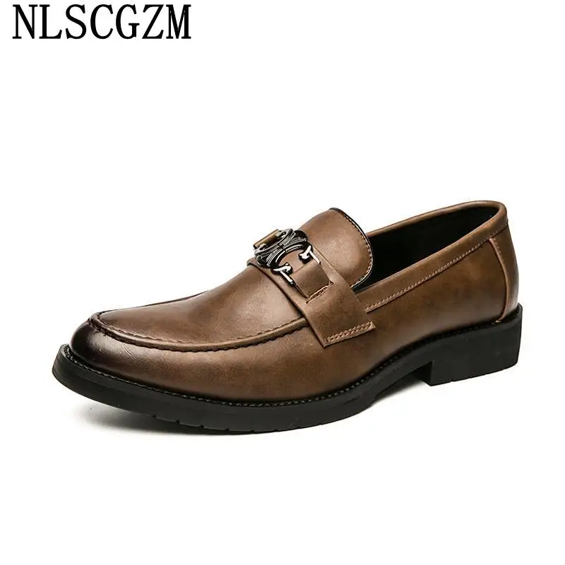 

Brown Business Shoes Men Black Mens Dress Shoes Elegant Men Loafer Shoes 2023 Italian Chaussure Homme Classique Zapatos Hombre