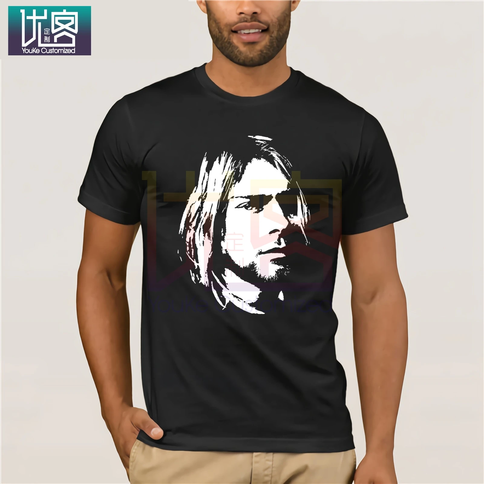 Футболка с принтом лица Nirvana Kurt Cobain популярная футболка футболки круглым вырезом
