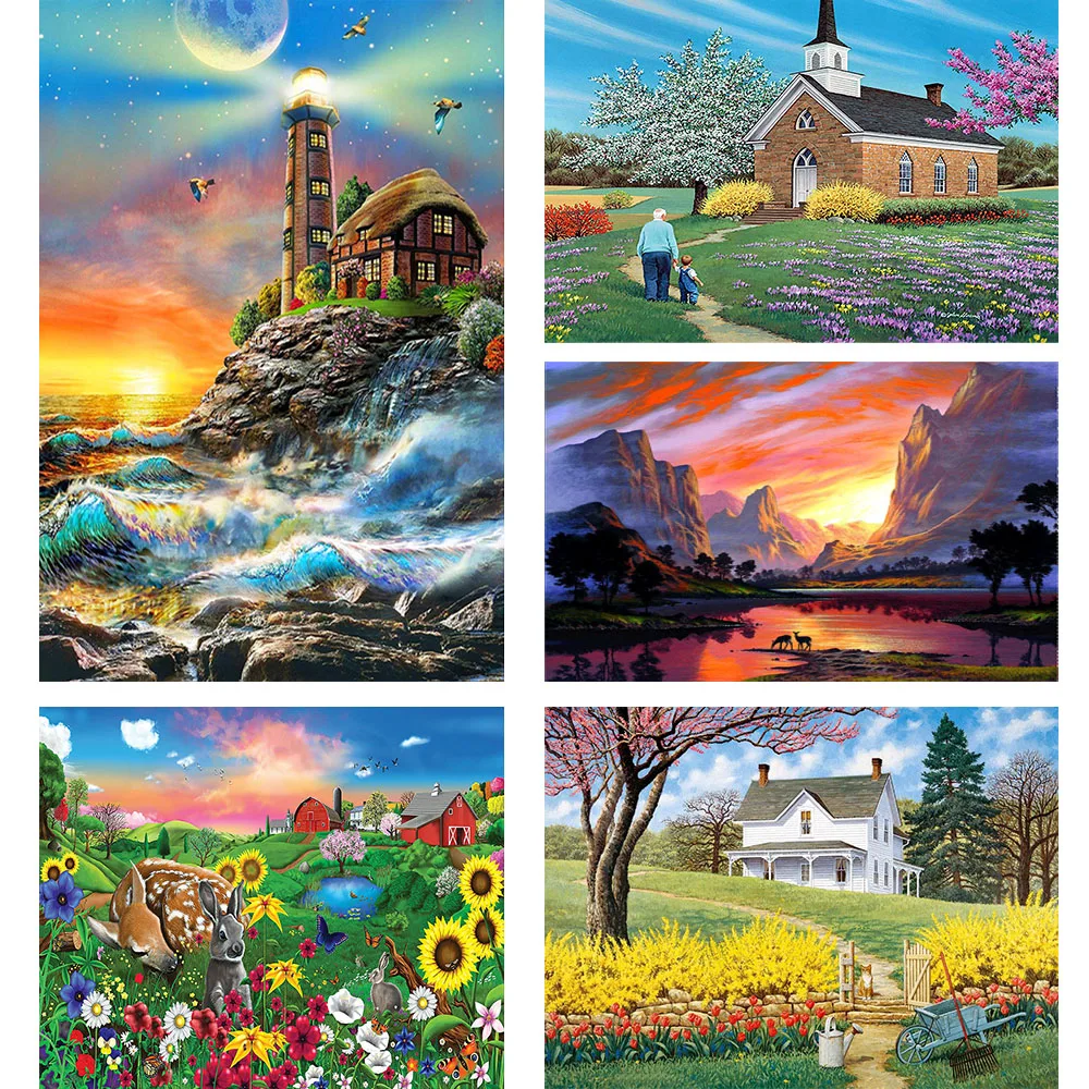 

Landscape 5D diamond painting House picture Full round diamond mosaic embroidery kit pattern home decoration DIY handmade gift
