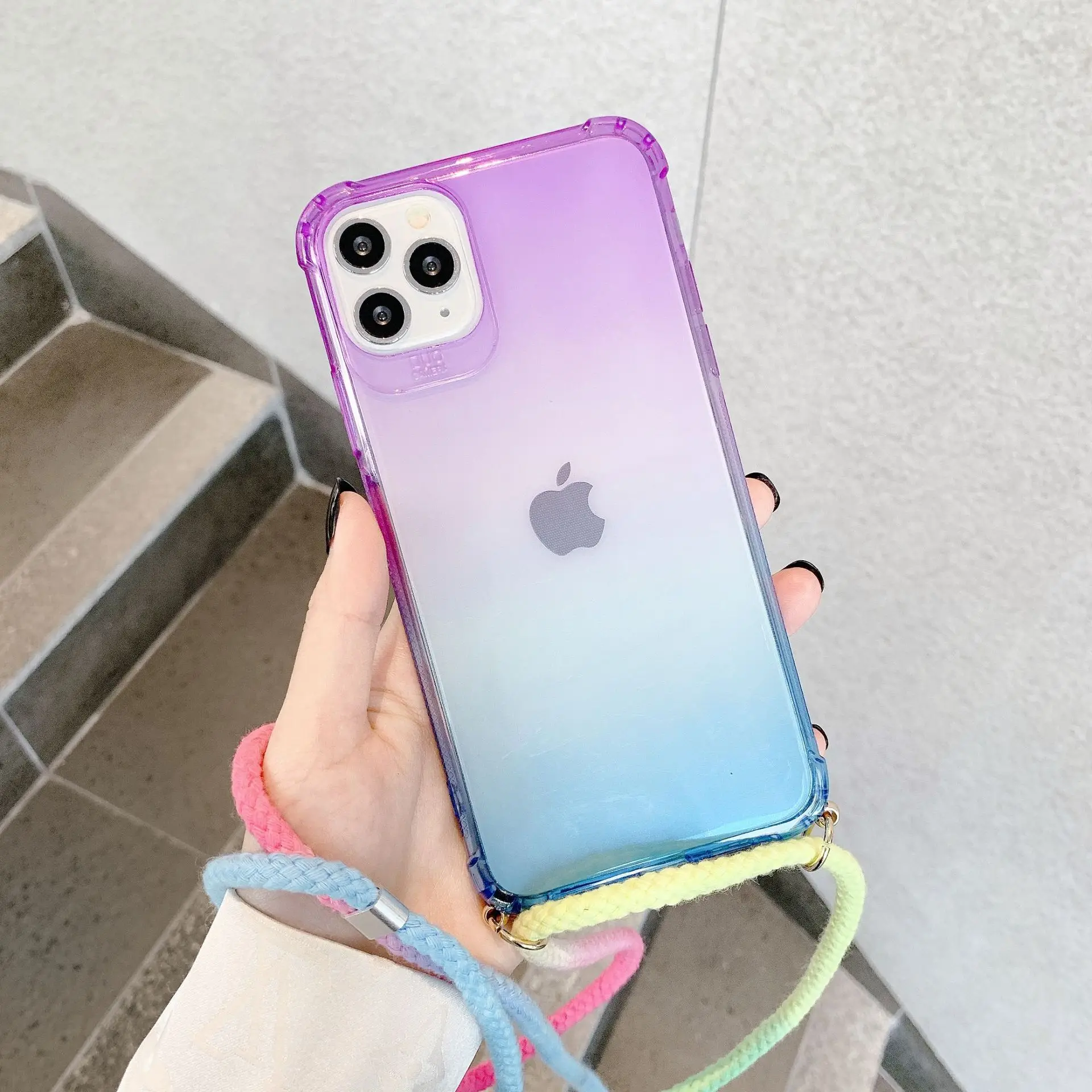 Rainbow Gradient Strap Cord Chain Phone Necklace Lanyard Case Carry Cover Hang For iPhone 11 Pro XS Max XR X 7Plus 8Plus 8 | Мобильные