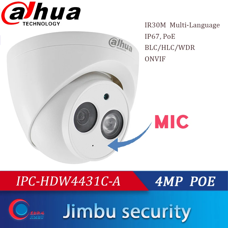 Dahua IP камера 4MP Poe IPC HDW4431C A IR30M мини H.265 H.264 IVS WDR Встроенный микрофон cctv сеть