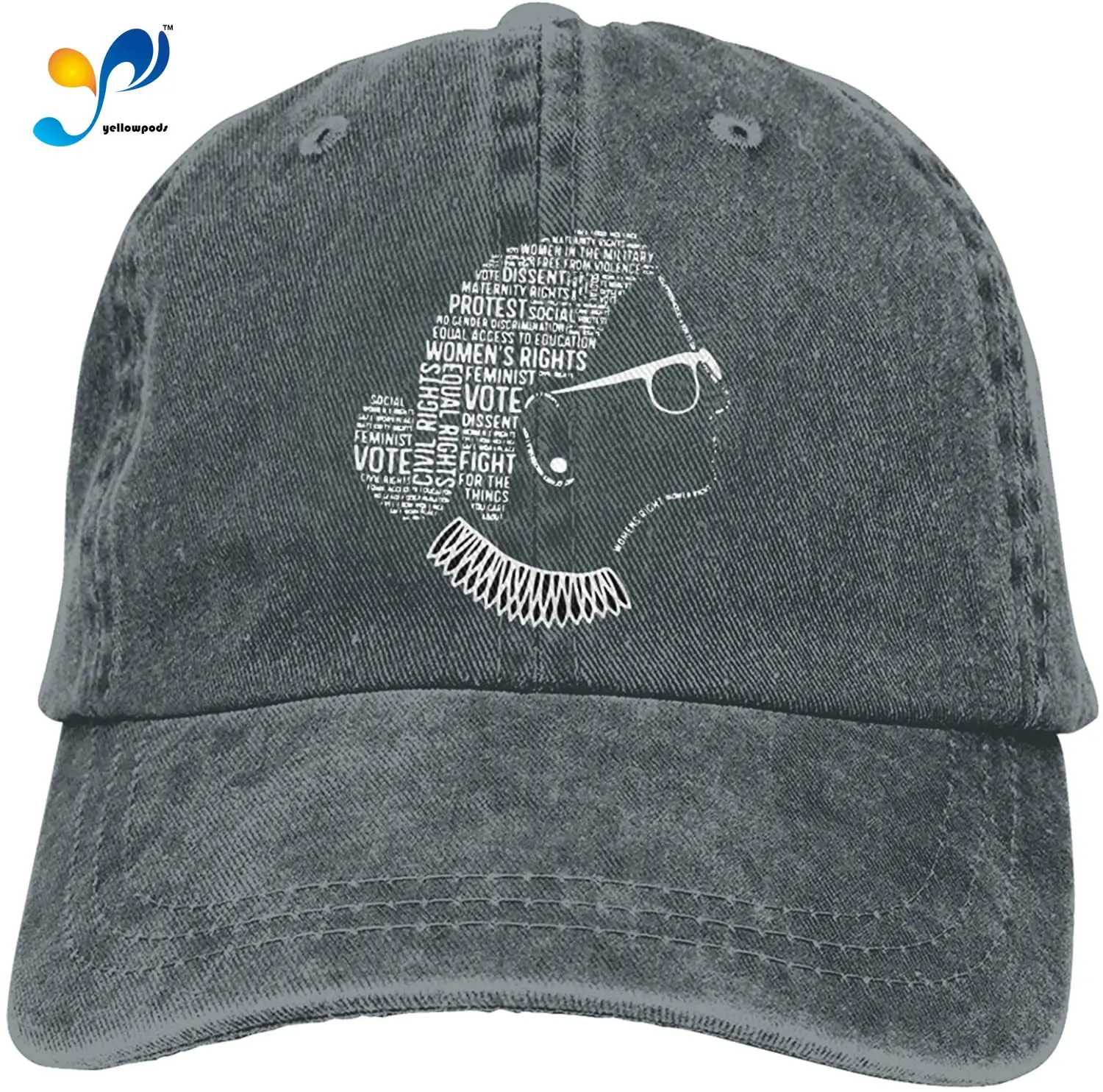 

RBG Quotes Hat Vintage Denim Baseball Caps Cotton Dad Hat Unisex Sandwich Hat