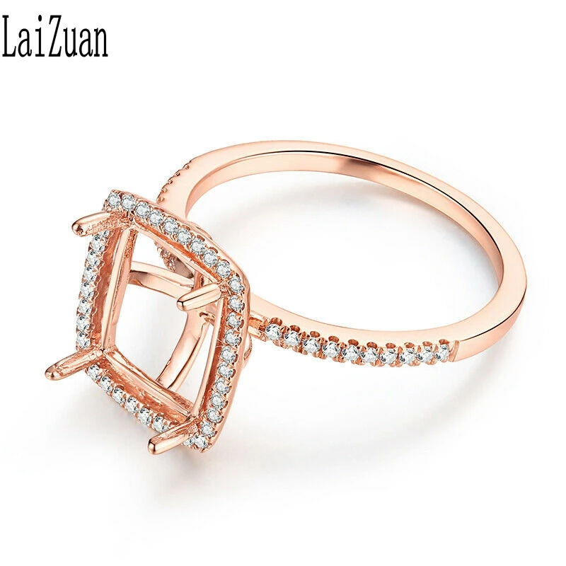 Кольцо для помолвки с подвеской LaiZuan, сделанное из красного золота 10К, с декором из натуральных бриллиантов 0,2 карата, размером 8х9 мм для женщин, модное ювелирное изделие в подарок.