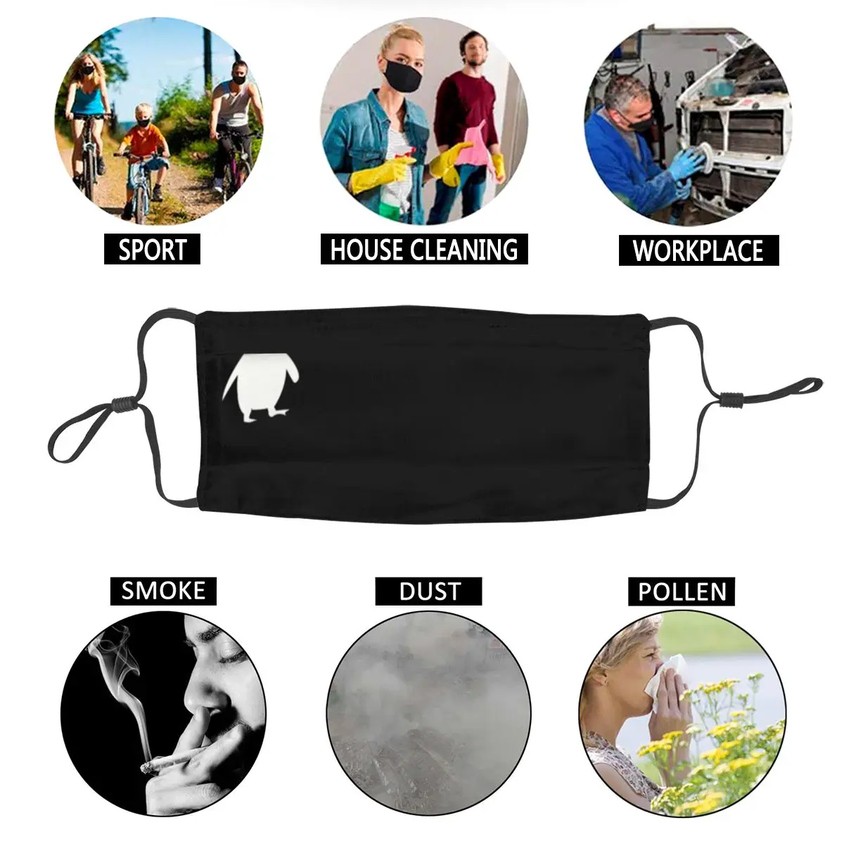 

Cute Small Penguin Washable Adult Face Mask Animal Cartoon Anti Dust Haze Protection Cover Respirator Mouth-Muffle