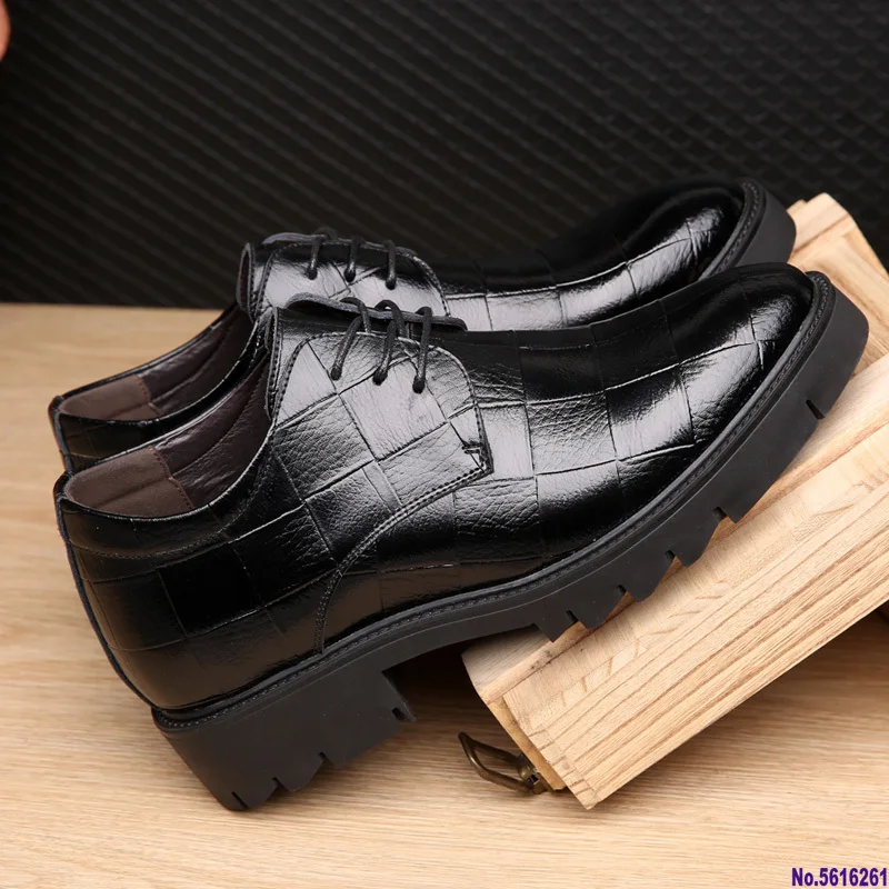 Туфли дерби мужские классические невидимые высокий каблук 5/7 см оксфорды