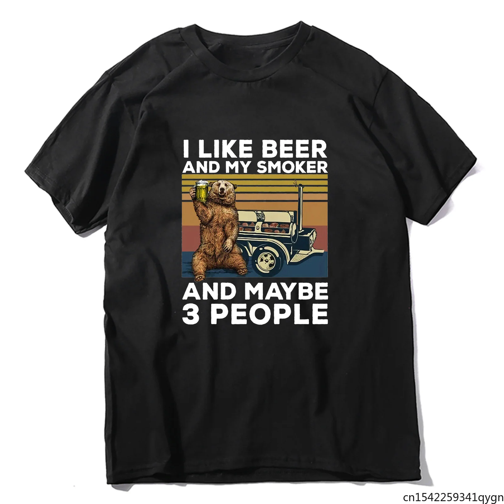 

Camping Bear I Like Beer and My Smoker Vintage Men's Shirt Short Sleeve Funny Unisex T-Shirt Eu Size