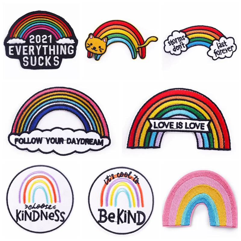 

Cute Rainbow Letter DIY Embroidery Patch Iron On Patches On Clothes Patches For Clothing Patch Thermoadhesive
