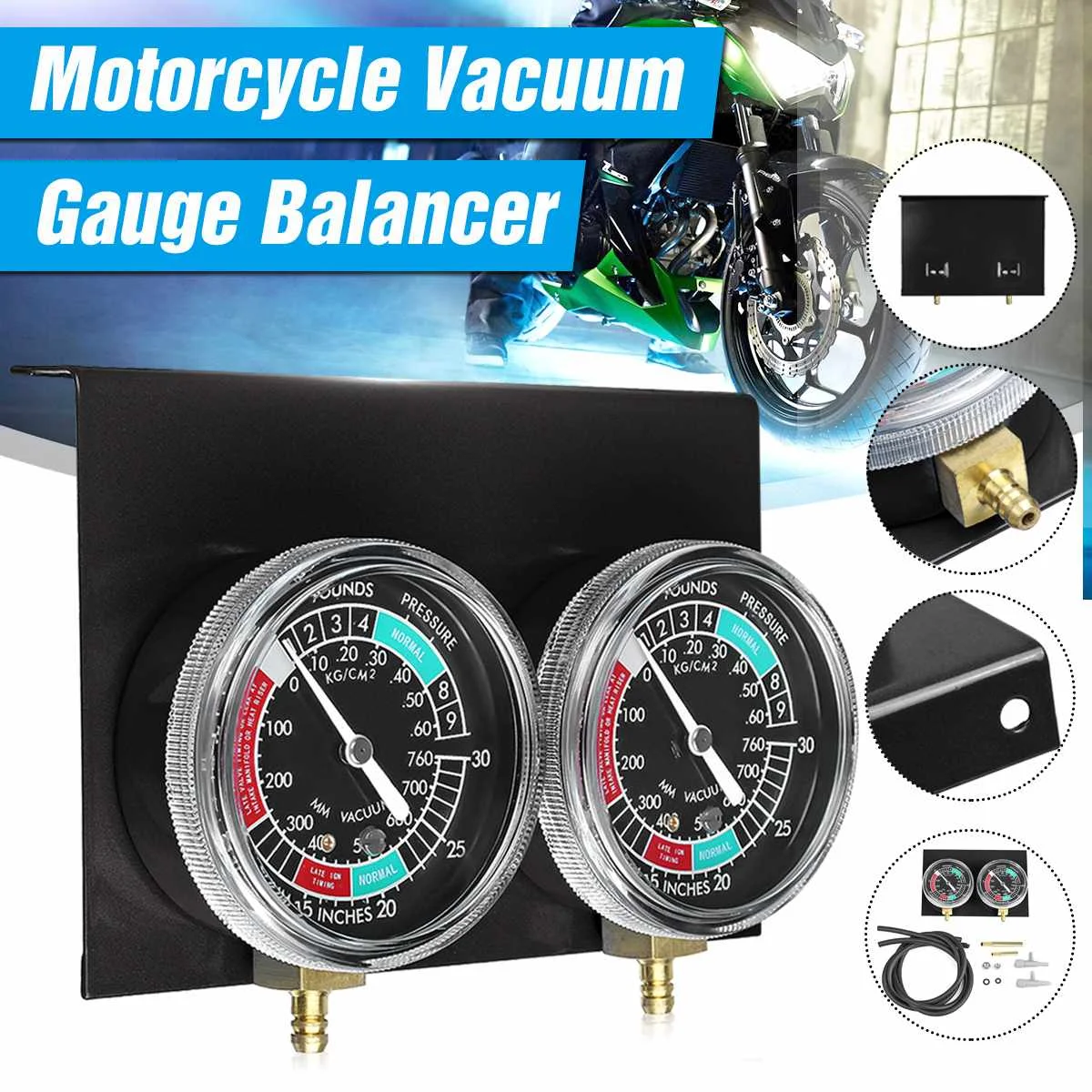 

2pcs Motorcycle Carburetor Vacuum Gauge Balancer Synchronizer Tool W/Hose Kit tool Black For Honda/Yamaha/Suzuki/Harley