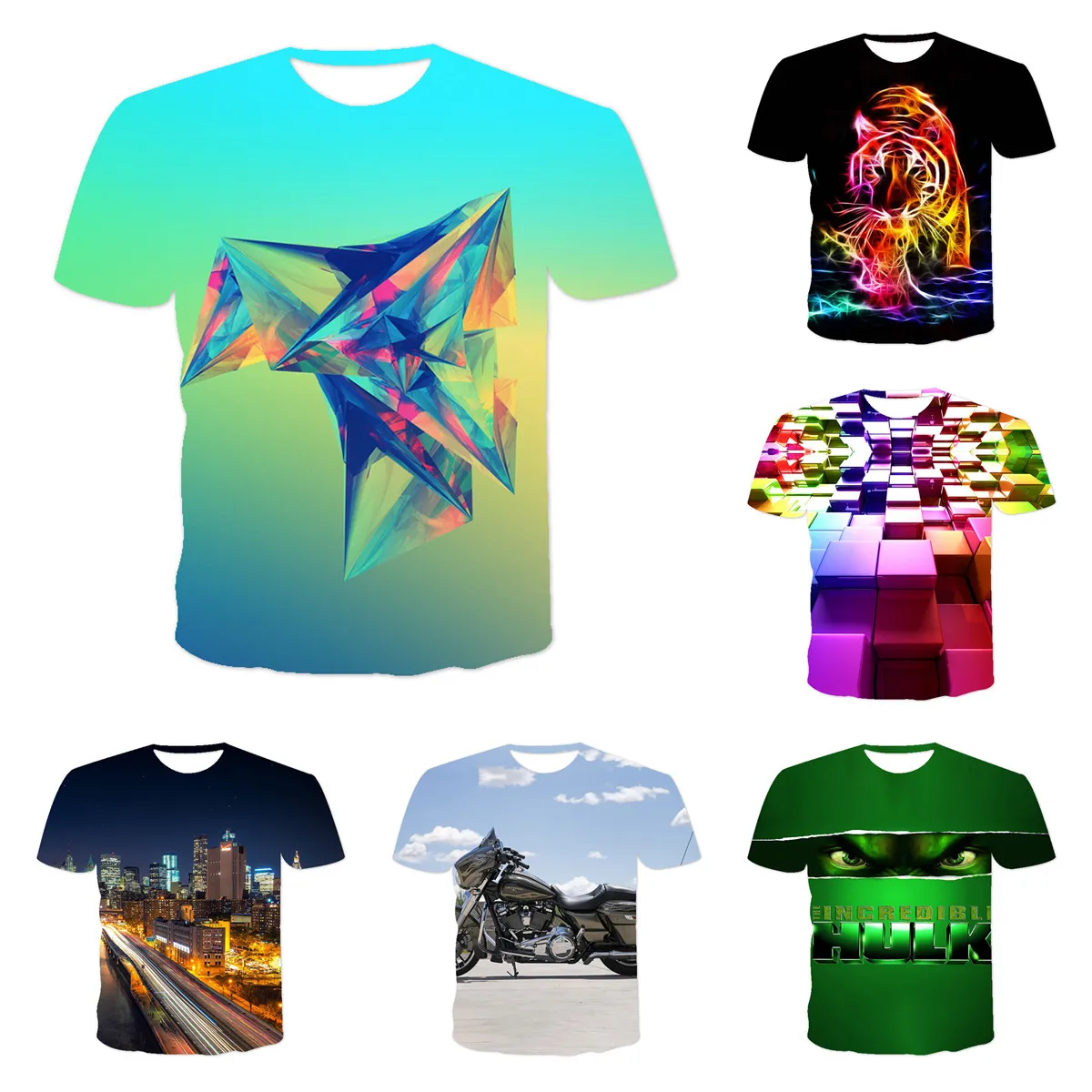 

2021 Summer Top Harajuku Tshirt Men's Fun T-shirt Geometric Fashion 3D Printing Luminous Free Delivery Short Sleeve Xxs-6xl