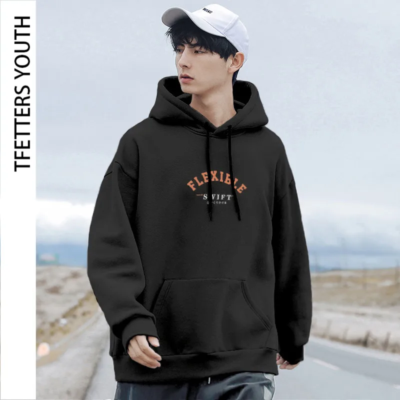 

TFETTERS Brand 2021 Autumn Winter Clothes Men New Long Sleeve Casual Letter Printing Hoodie Male Korean Fashion Harajuku Hoodies