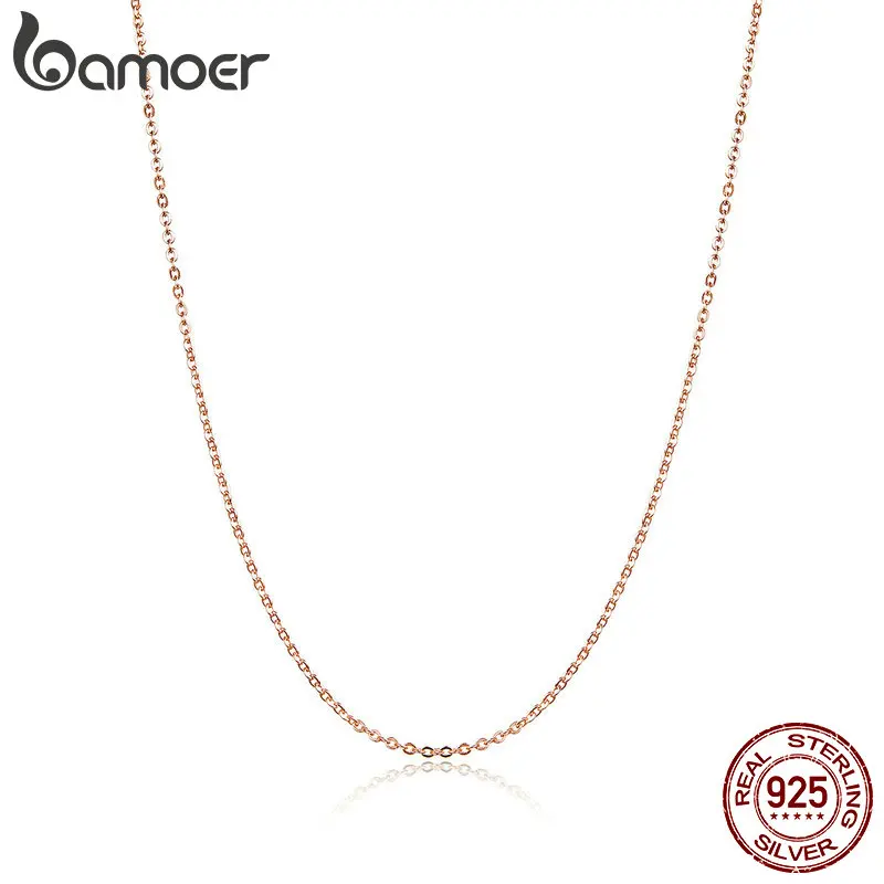 BAMOER, 925 пробы, серебряное, одноцветное, розовое, золотое, цветное ожерелье для женщин, ожерелье, s, подходит только для подвесок, женское ювелирное изделие SCA014