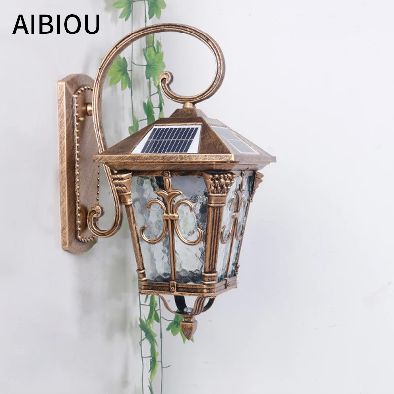 

AIBIOU открытый светодиодный солнечный светильник Водонепроницаемый Двор Пейзаж ландшафтное освещение Бра Светильники для крыльца