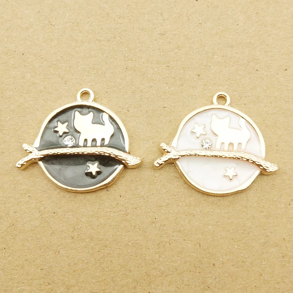 

10pcs 21x26mm enamel cat charm for jewelry making fashion earring pendant necklace bracelet charm