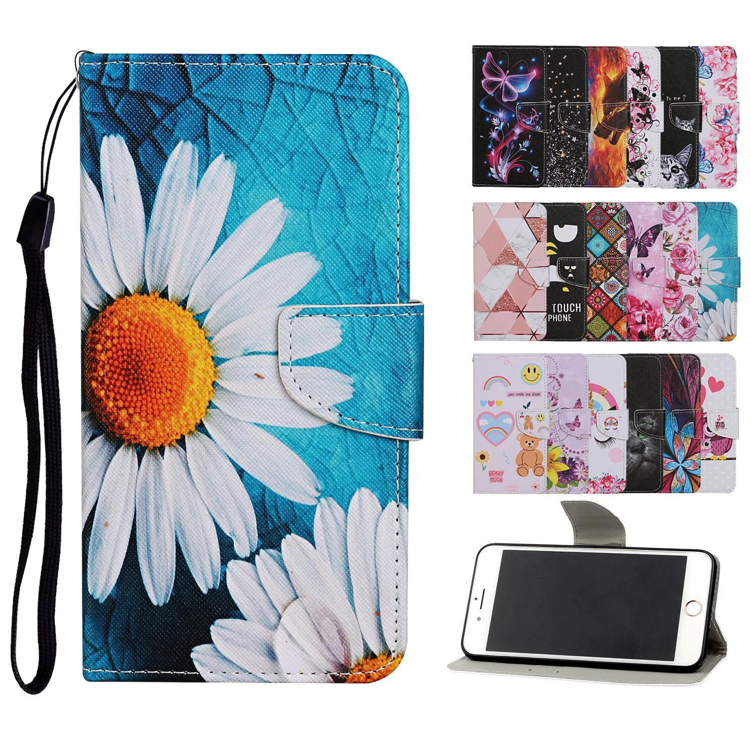 painted flip leather case on for huawei p smart z 2020 y5 y6 y7 y9 prime 2019 y5p y6p y7p phone wallet card holder book cover free global shipping