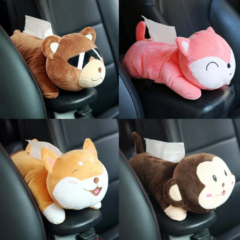 Creative Car Tissue Box Cover Cute Shiba Inu Dog Plush Toy Armrest Holder For Seat Back Hanging Napkin Dispenser | Автомобили и
