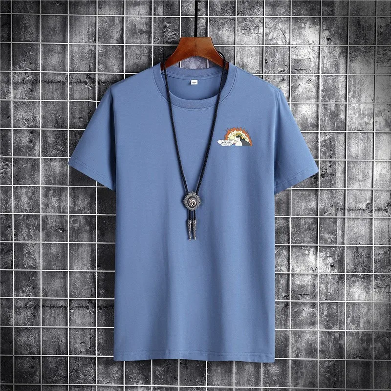 

2021 summer new T-shirt brand clothing O-neck big raccoon print T-shirt men loose 100% cotton T-shirt breathable T-shirt men