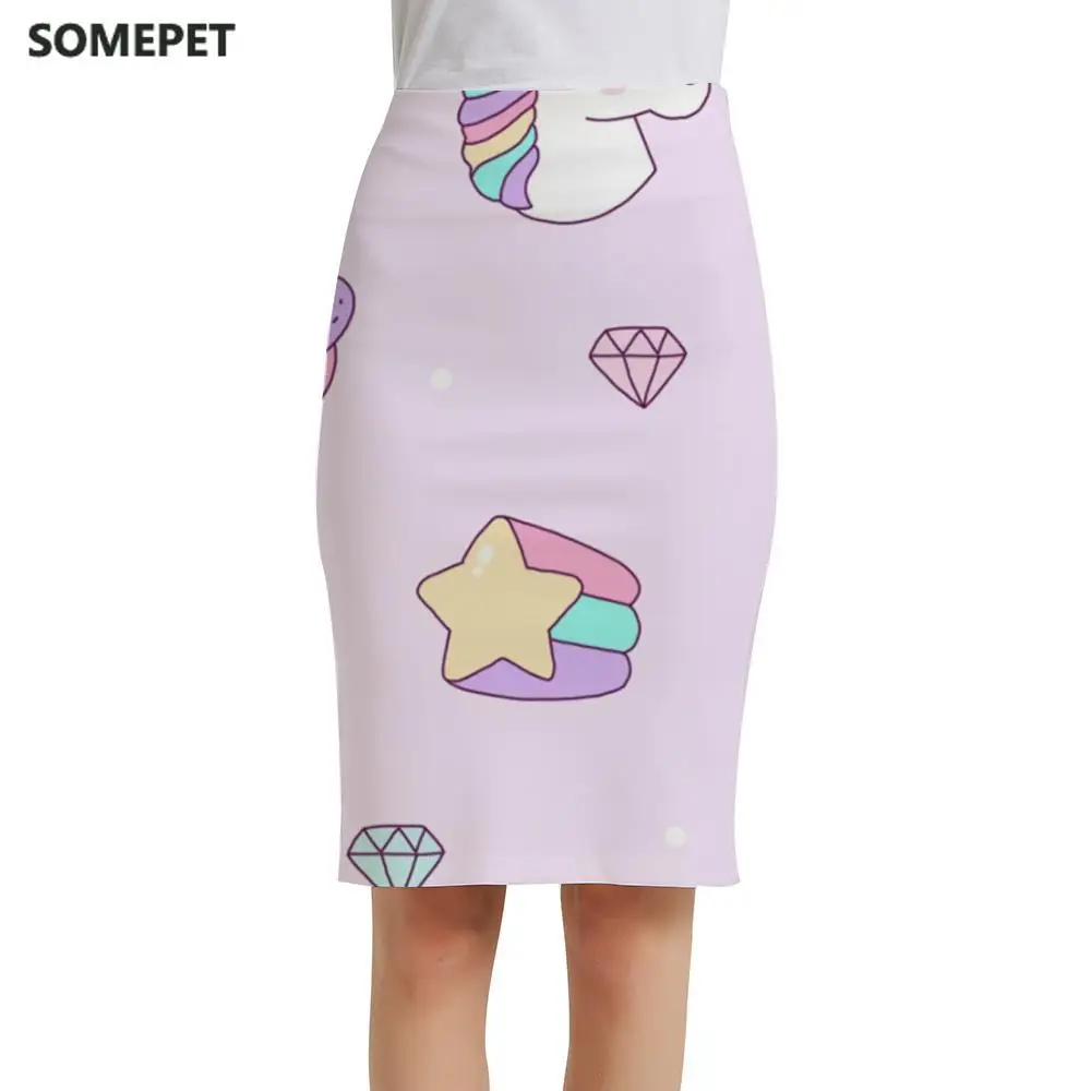 

Somepet Unicorn Skirts Women Moon Sundresses Colorful Sexy Universe Print Skirt Cloud Elegant Ladies Skirts Womens summer Cool