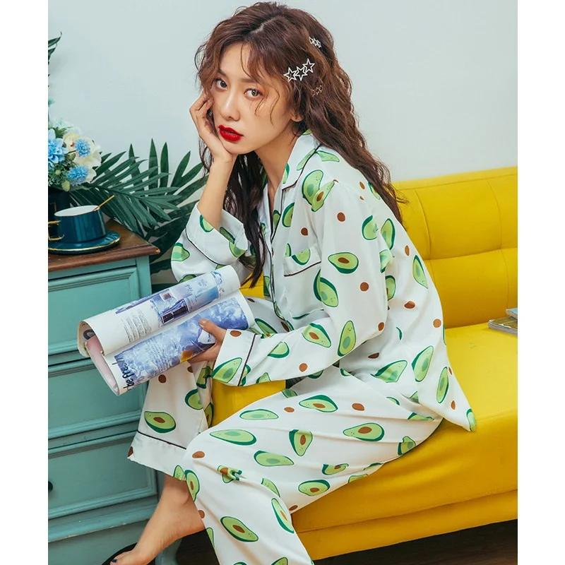 Осенняя женская пижама Smmoloa с длинным рукавом из натурального шелка | Женская