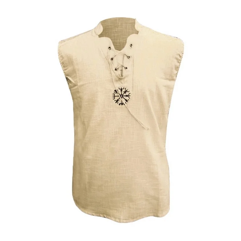 Женская летняя льняная хлопковая майка рубашка средневековый костюм викингов