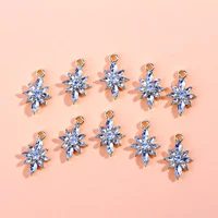 10pcs gold color bling crystal flower charms diy accessory shiny transparent plant pendants for jewelry making earring necklace